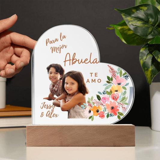 Regalo para la Mejor Abuela - Personalized Acrylic Heart Lamp