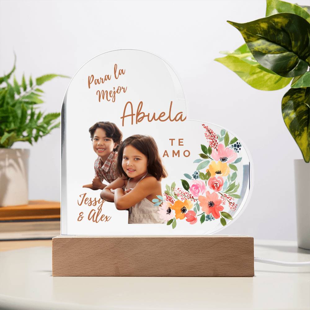 Regalo para la Mejor Abuela - Personalized Acrylic Heart Lamp