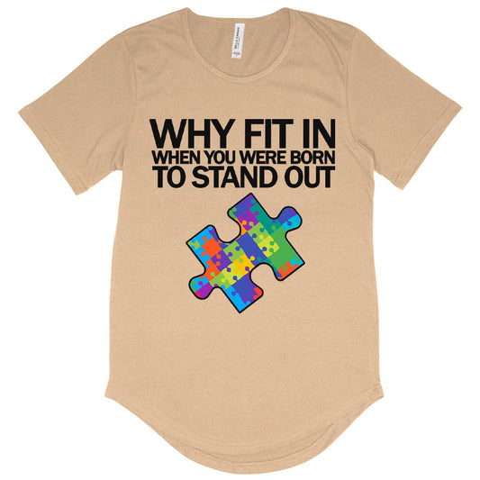 Men's Autism Puzzle T-Shirt with Curved Hem - Autism T-Shirt Ideas - Autism Awareness T-Shirt
