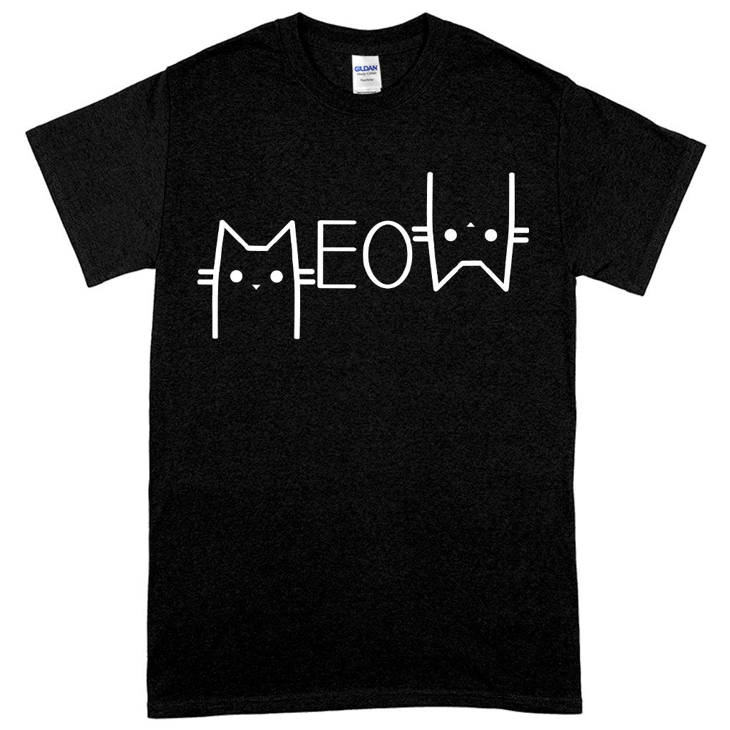 Cat Meow  Cotton T-Shirt - Funny Cat T-Shirt