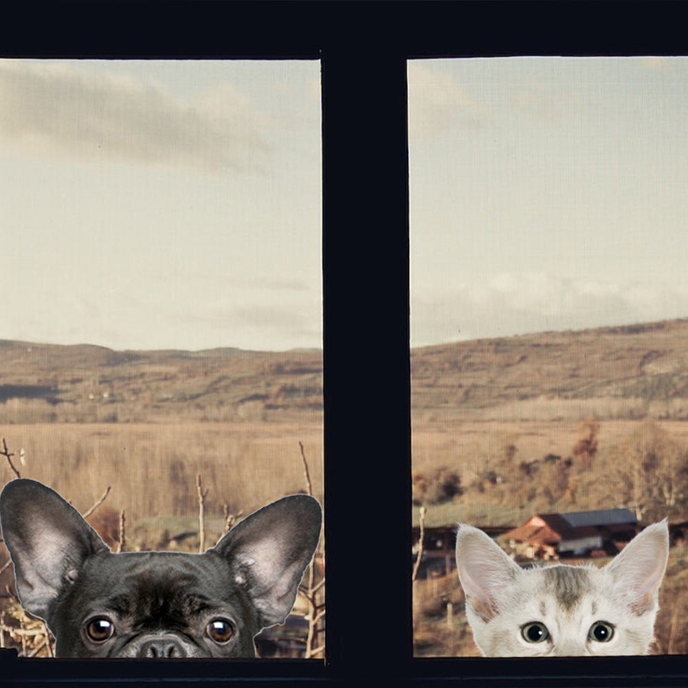 Funny 3D Cat Dog Half Face Peeking Car Stickers - 5 Stickers