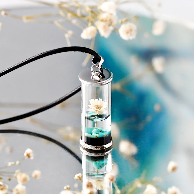 Handmade Eternal Frozen Love -  Glass Bottle Necklace
