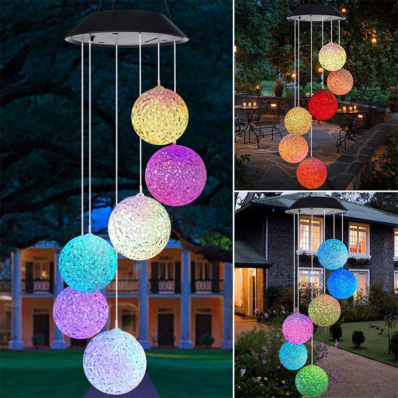 Outdoor Bulb Color-Changing Wind Chime Chandelier Luminous Solar