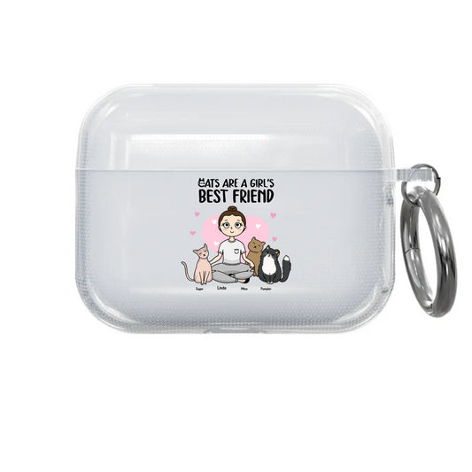 AirPod Pro Personalized Case with color chain - Cats are a girl's best friend Personalized Gift For Her (live preview in Store)