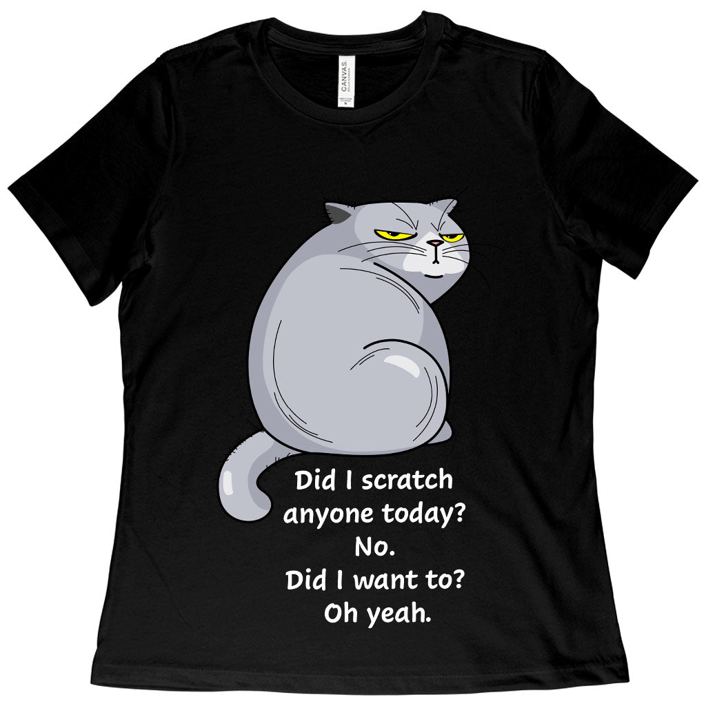 Scratchy Cat Women Funny T-shirt