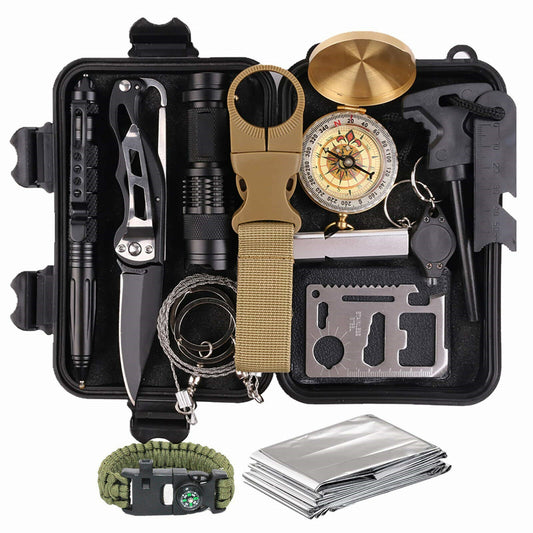 14-In-1 Emergency Survival Kit  / Camping Hiking Tactical Gear Set