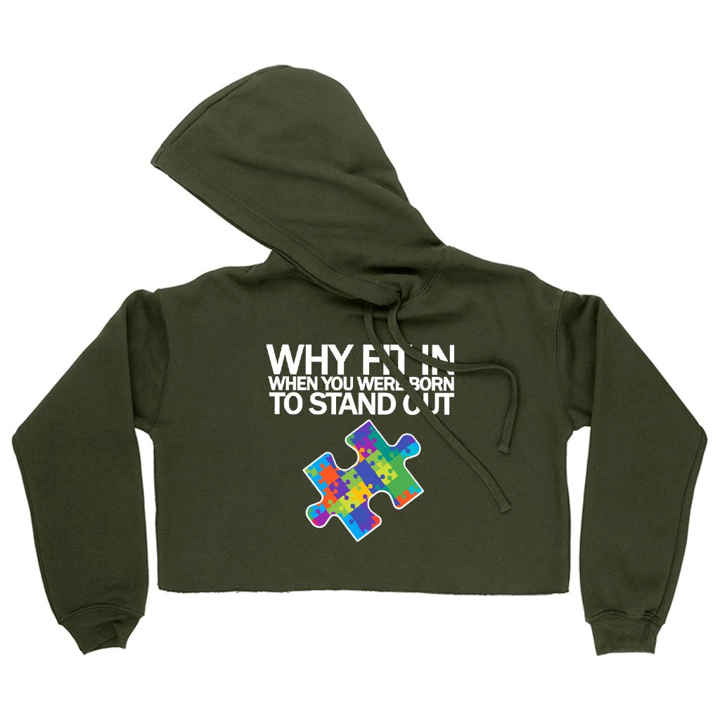 Women's Cropped Fleece Autism Puzzle Hoodie - Autism Hoodie Ideas - Autism Awareness Hoodie