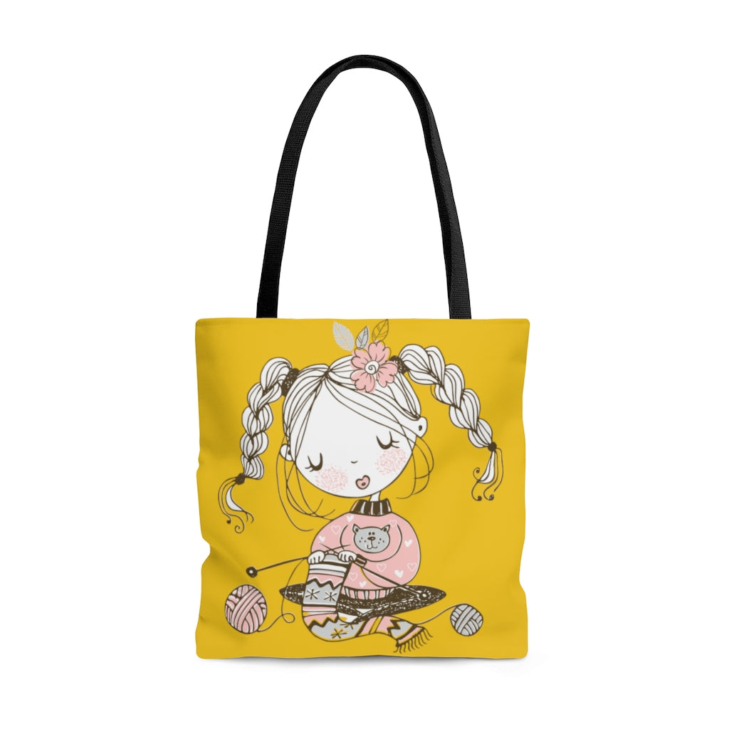 Girl Winter Beauty Tote Bag - Yellow