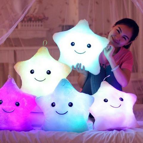 34CM Unique Toy Luminous Pillow Vivid Star Design LED Light Colorful Cushion Stars Plush Pillow Toys Gift For Kids Children Girl