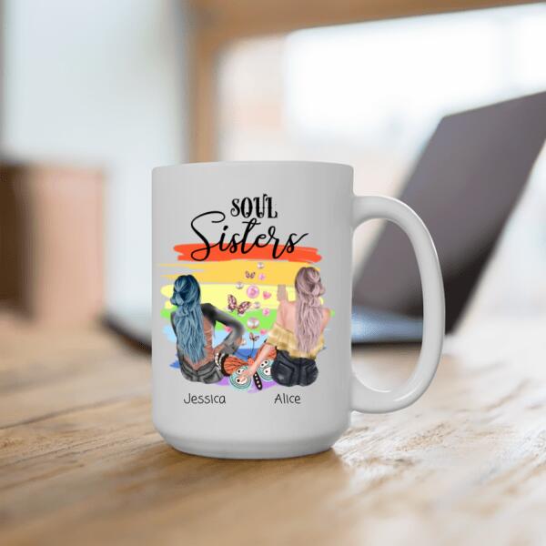 Personalized Soul Sisters - Large Ceramic Mug 15oz