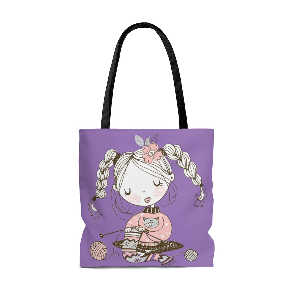 Girl Winter Beauty Tote Bag - Purple