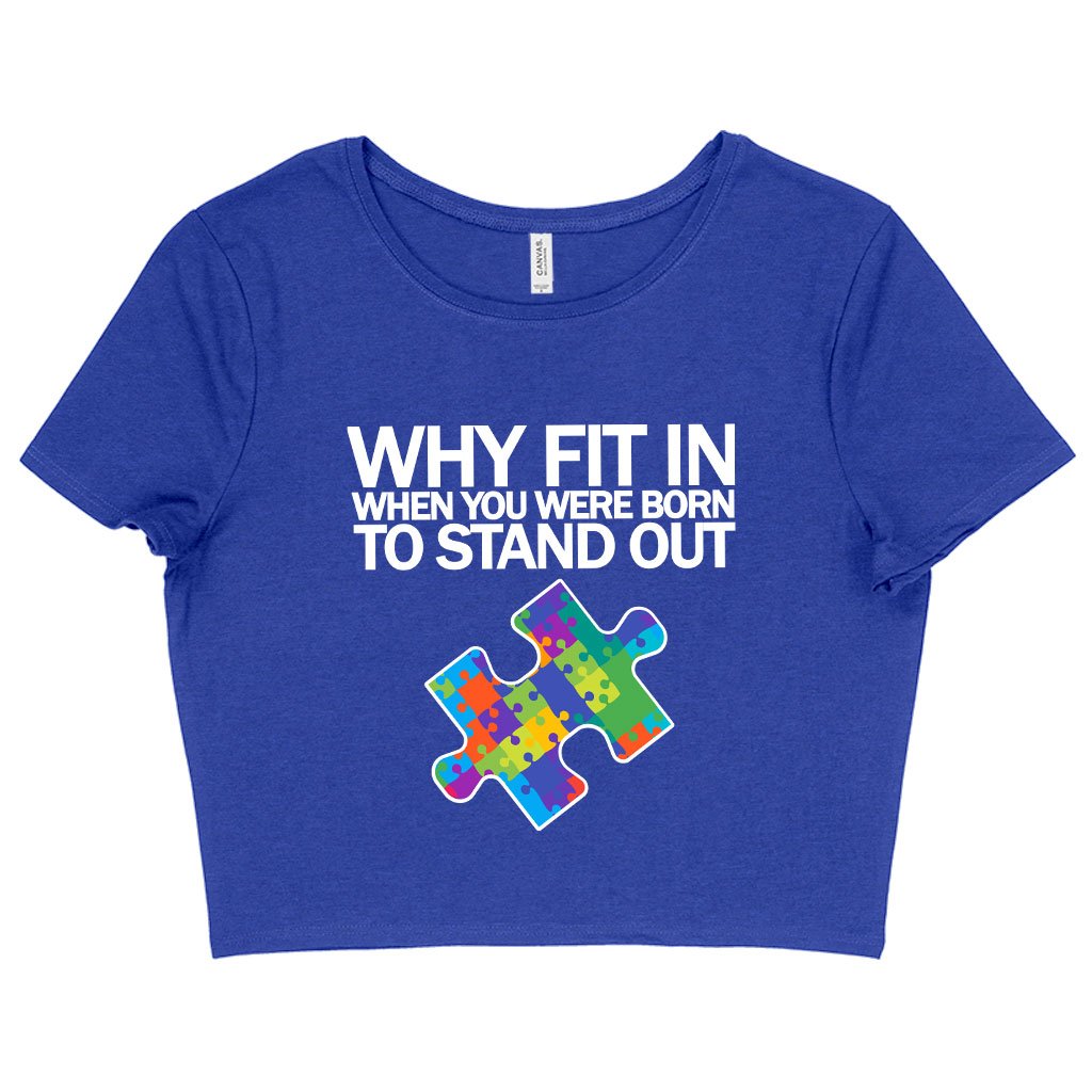Women's Cropped Autism Puzzle T-Shirt - Autism T-Shirt Ideas - Autism Awareness T-Shirt