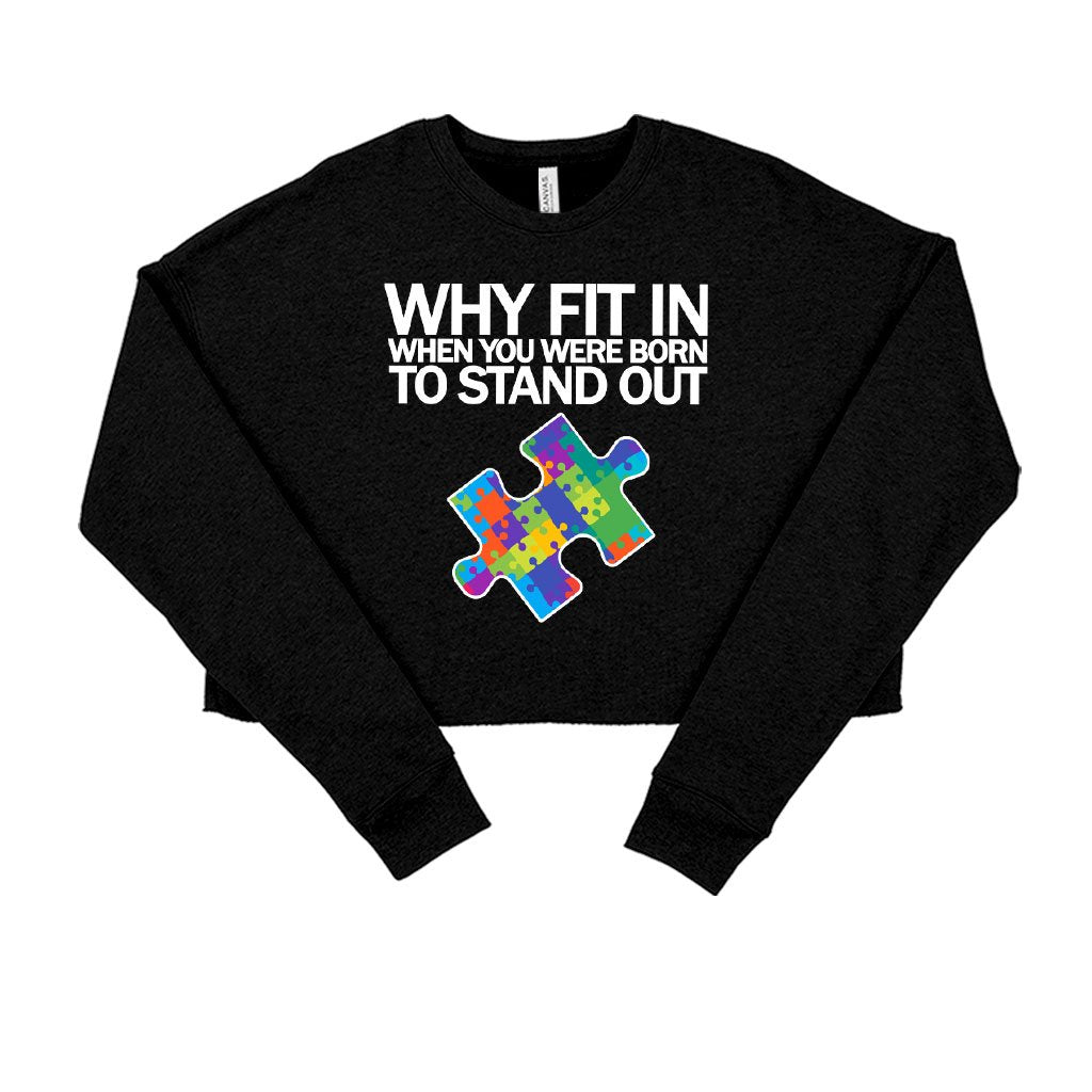 Women's Cropped Fleece Autism Puzzle Sweatshirt - Autism Sweatshirt Ideas - Autism Awareness Sweatshirt