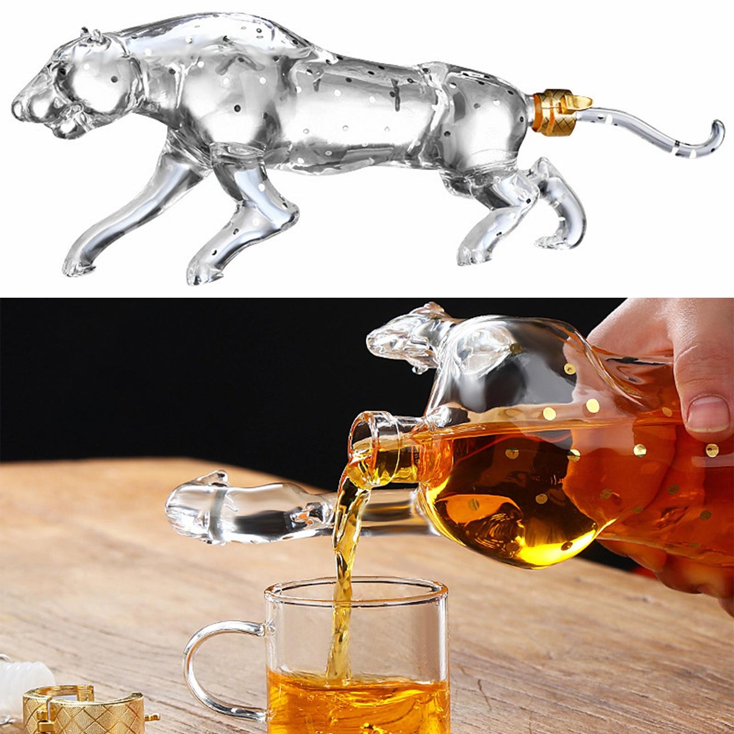 Unique Whisky Wine & Whisky Bottle - Leopard Design Gift