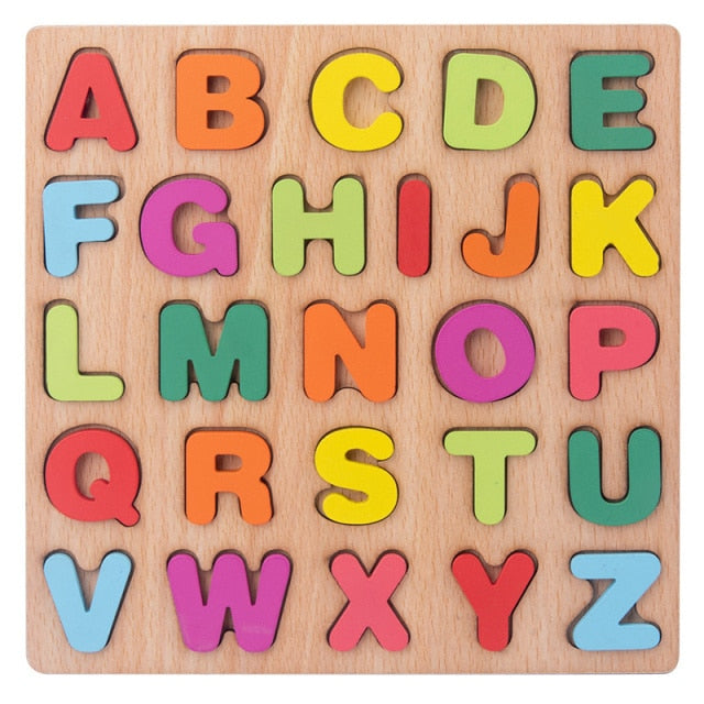 Children Wooden Puzzle Montessori -  Kids Alphabet Number Shape Matching Early Educational Games