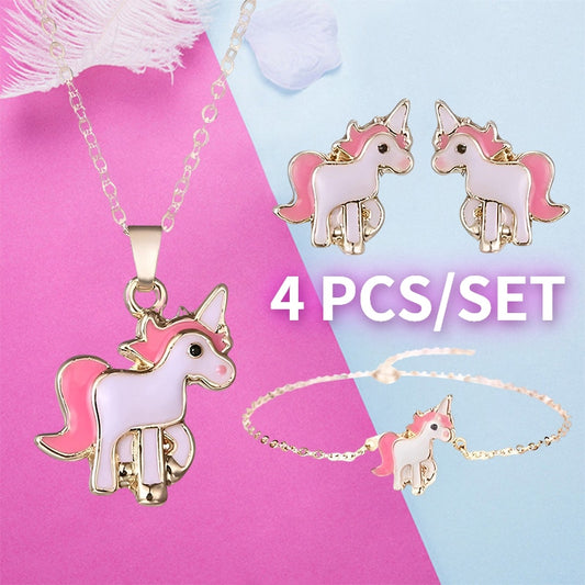 Cute Pony Earring and Necklace Set for Unicorn Lovers