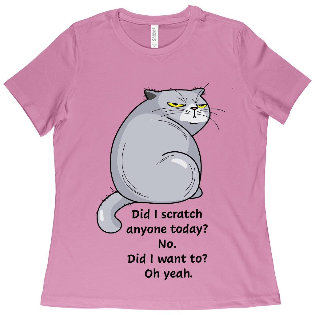 Scratchy Cat Women Funny T-shirt