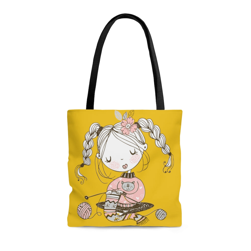 Girl Winter Beauty Tote Bag - Yellow