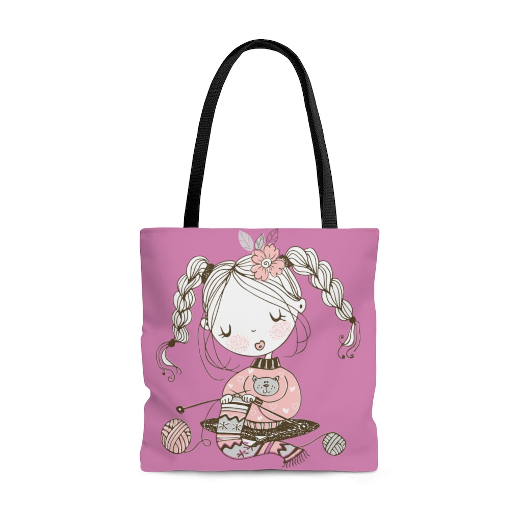 Girl Winter Beauty Tote Bag - Pink
