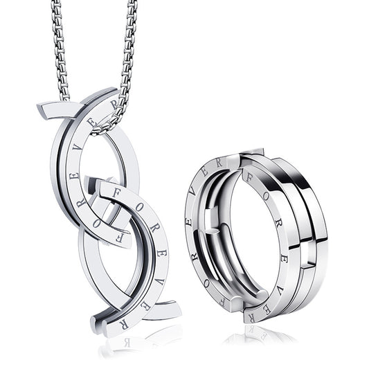 Forever Kiss Dual Necklace & Ring - Couples, Best Friends Gifts