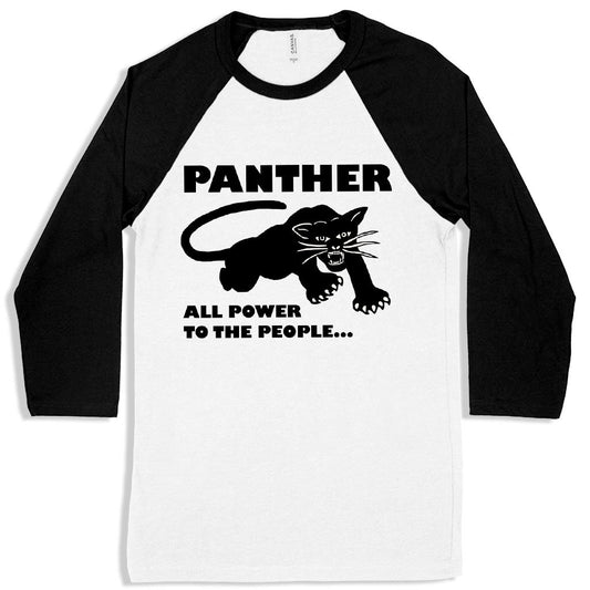 All Power to the People Baseball T-Shirt - Black Panther Men's T-Shirt - Panther Graphic Tee Shirt
