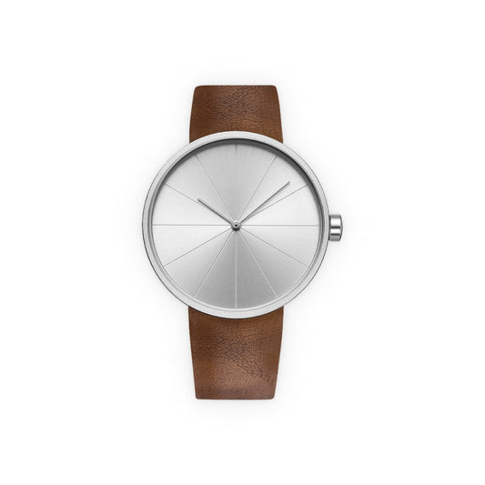 Brown Leather Strap & Silver Dial Men’s Minimalistic Watch