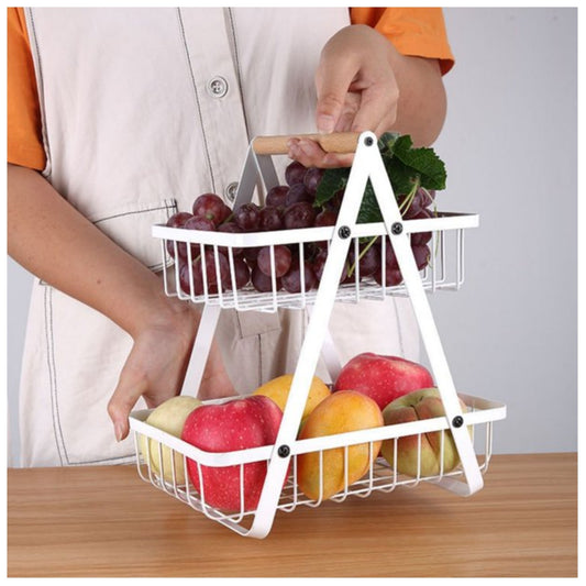 2 Tier Fruit Basket Countertop / Fruit Vegetable Basket Bowl