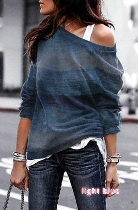 Casual Soft Long Sleeve T-Shirt Women Cotton - Striped Blouse Plus Size S-3XL