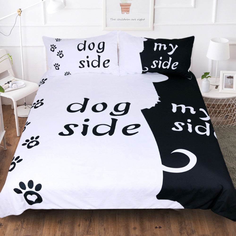 Three-piece Set Of Home Textile Bedding Quilt Cover - cat & dog lovers Gift!