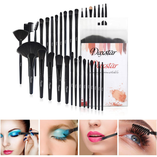 A set of 32 black makeup brushes; suitable for full makeup; blush; concealer; gloss and lip brush; girly beauty tool (without bag)