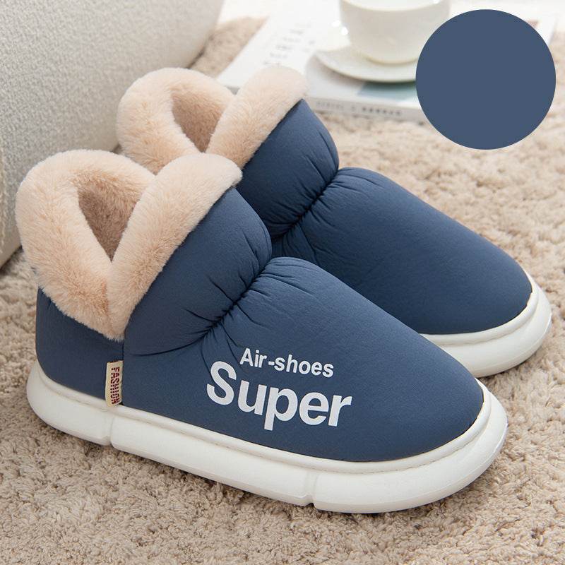 Warm House Shoes Plush Fleece High Back Heel Slippers Home Winter Warm Couple Shoes