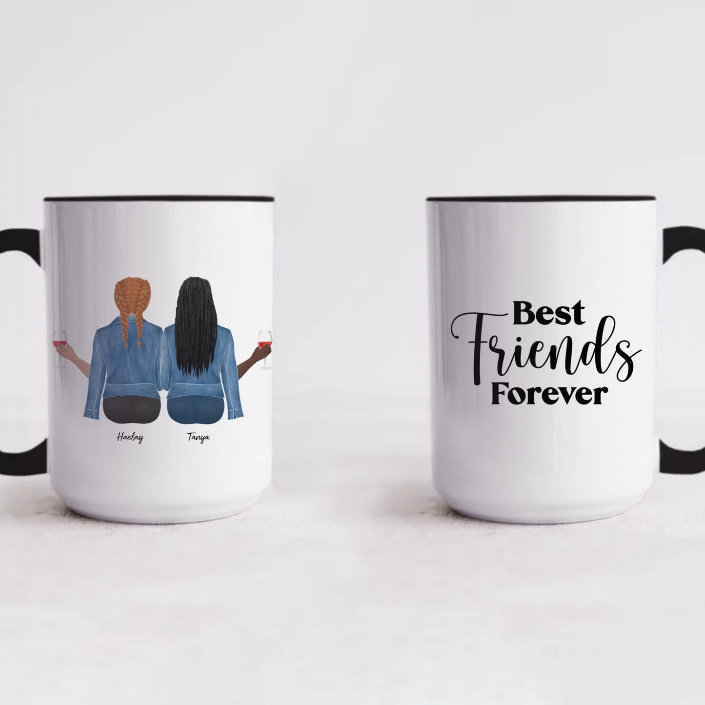 Best Friends Personalized High Quality Mug / Different Colors 15 oz (Customize in Store with live preview)