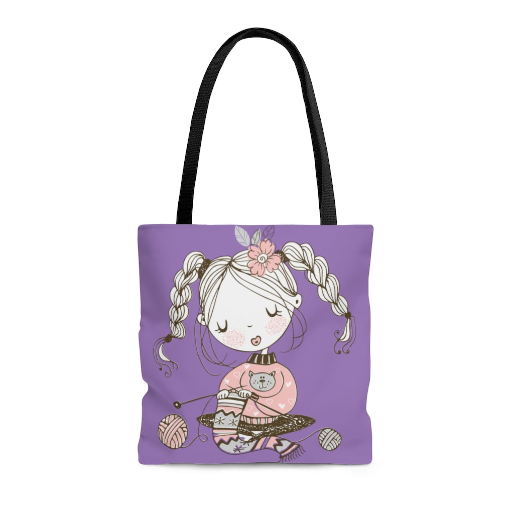 Girl Winter Beauty Tote Bag - Purple
