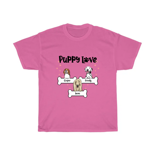 Unisex Heavy Cotton T-Shirt for puppy lovers - Live personalized preview at our online store